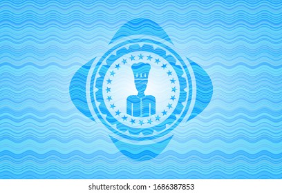 chef icon inside water concept emblem.