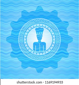 chef icon inside water emblem background.