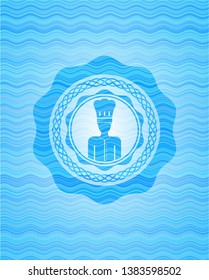 chef icon inside water emblem background.