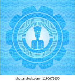 chef icon inside water representation badge.