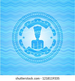 chef icon inside water wave concept style emblem.