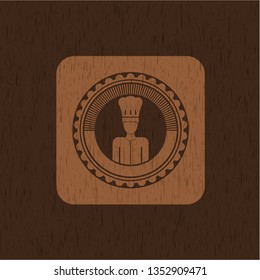 chef icon inside wood emblem. Retro