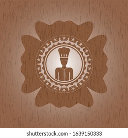 chef icon inside wood emblem. Retro