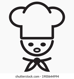 Chef icon. Kitchen utensils. Cafe icon. Fast food illustration. Vector icon.