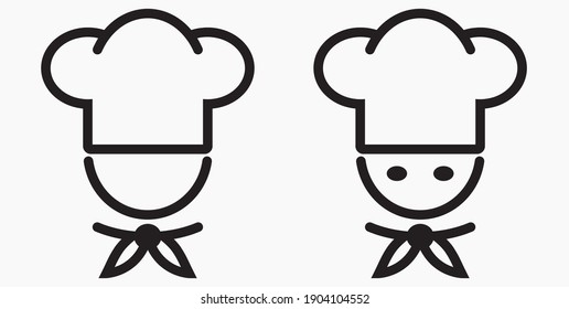 Chef icon. Kitchen utensils. Cafe icon. Fast food illustration. Vector icon.