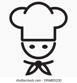 Chef icon. Kitchen utensils. Cafe icon. Fast food illustration. Vector icon.
