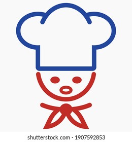 Chef icon. Kitchen utensils. Cafe icon. Fast food illustration. Vector icon.