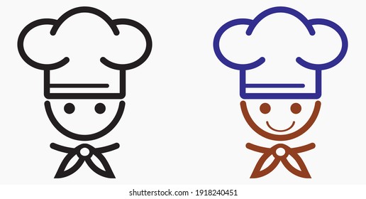 Icono del chef. Utensilios de cocina. Icono del café. Ilustración de comida rápida. Icono del vector.