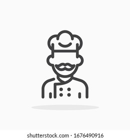 Icono del chef en estilo de línea. Para su diseño, logotipo. Ilustración vectorial. Trazo editable.