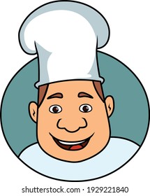 Chef icon logo illustration vector, Chinese chef head isolated on white background