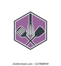 Chef icon logo. Kitchen template design. Restaurant vector illustration