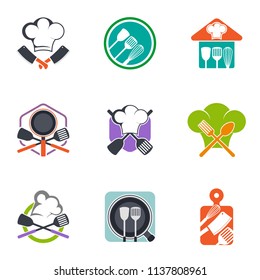 Chef icon logo. Kitchen template design. Restaurant vector illustration