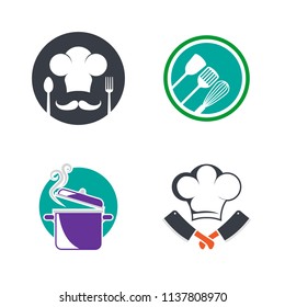 Chef icon logo. Kitchen template design. Restaurant vector illustration