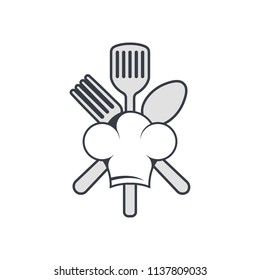 Chef icon logo. Kitchen template design. Restaurant vector illustration