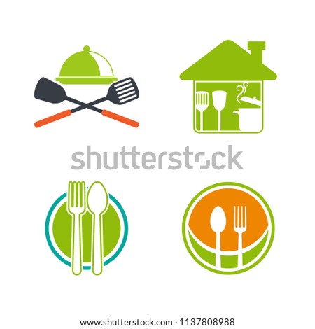 Chef icon logo. Kitchen template design. Restaurant vector illustration