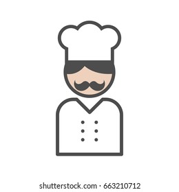 Chef icon with a moustache on white background