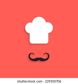 chef icon with mustache isolated on red background. flat style design trendy modern vector illustration