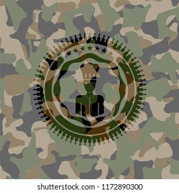 chef icon on camouflage pattern