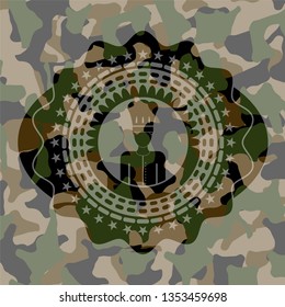 chef icon on camouflage texture