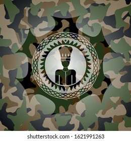 chef icon on camouflage texture