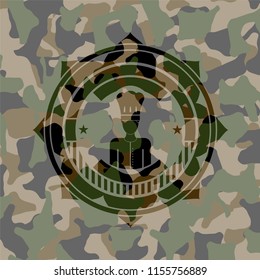 chef icon on camouflaged pattern
