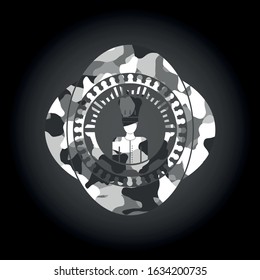 chef icon on grey camo texture