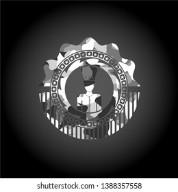 chef icon on grey camouflaged texture