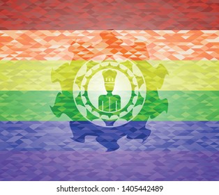 chef icon on mosaic background with the colors of the LGBT flag
