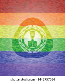 chef icon on mosaic background with the colors of the LGBT flag