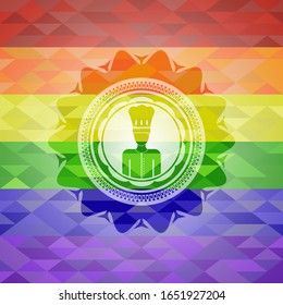 chef icon on mosaic background with the colors of the LGBT flag