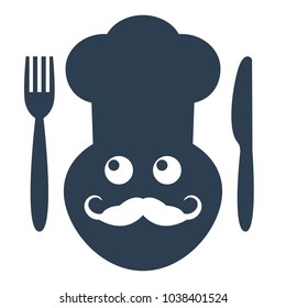 Chef icon on the white background. Vector Illustration