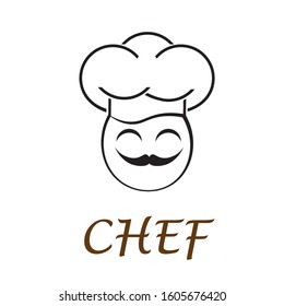 chef icon on white background, flat design template, logo business bakery.