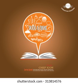 Chef icon with open book.Chef symbol.vector illustration.
