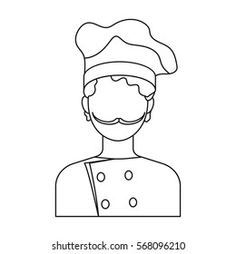 Chef icon in outline style isolated on white background. Pizza and pizzeria symbol stock vector illustration.