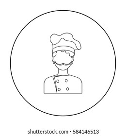 Chef icon in outline style isolated on white background. Pizza and pizzeria symbol stock vector illustration.