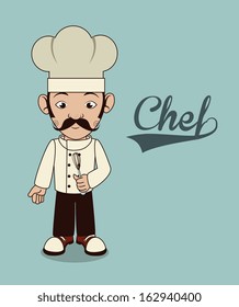 chef icon over blue background  vector illustration