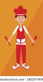 chef icon over orange background vector illustration
