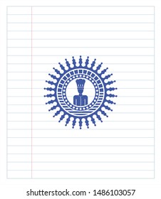  chef icon pen effect. Blue ink. Vector Illustration. Detailed.