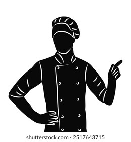 chef icon, portrait silhouette black vector