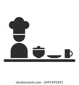 chef icon, restaurant symbol, flat vector illustration on white background