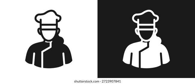 Glifo Del Icono Del Chef En Fondo Blanco Y Negro