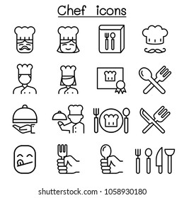 Chef icon set in thin line style