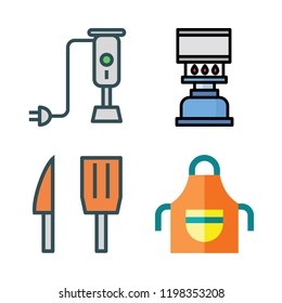 chef icon set. vector set about knife, cooking, mixer and apron icons set.