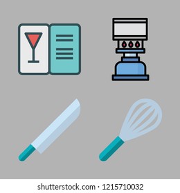 chef icon set. vector set about mixer, knife, menu and cooking icons set.