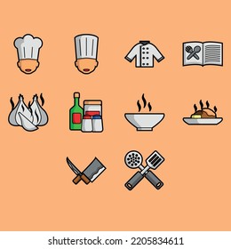 chef icon sets flat cooking symbols