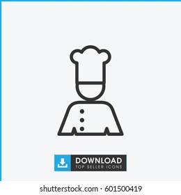 chef icon. simple outline chef vector icon. on white background.