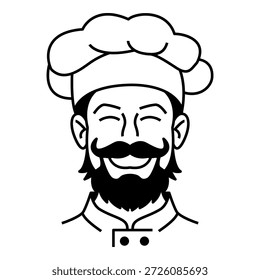 Chef icon. Smiling chef icon with hat and beard
