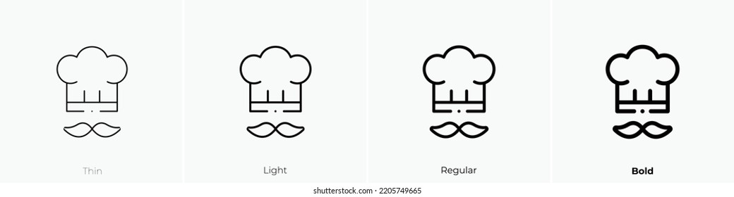icono del chef. Diseño delgado, ligero y audaz aislado en un fondo blanco