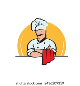 chef icon with towel isolated on white background
