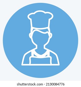 Chef Icon in trendy blue eyes style isolated on soft blue background